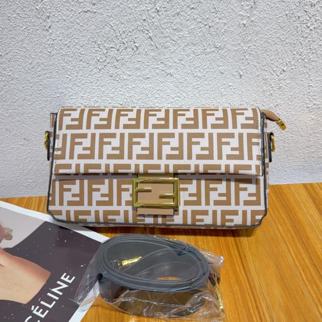 Baguette FF Jacquard Wallet On Chain