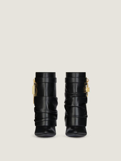 Shark Lock Stiletto Ankle Boots In Nappa Leather