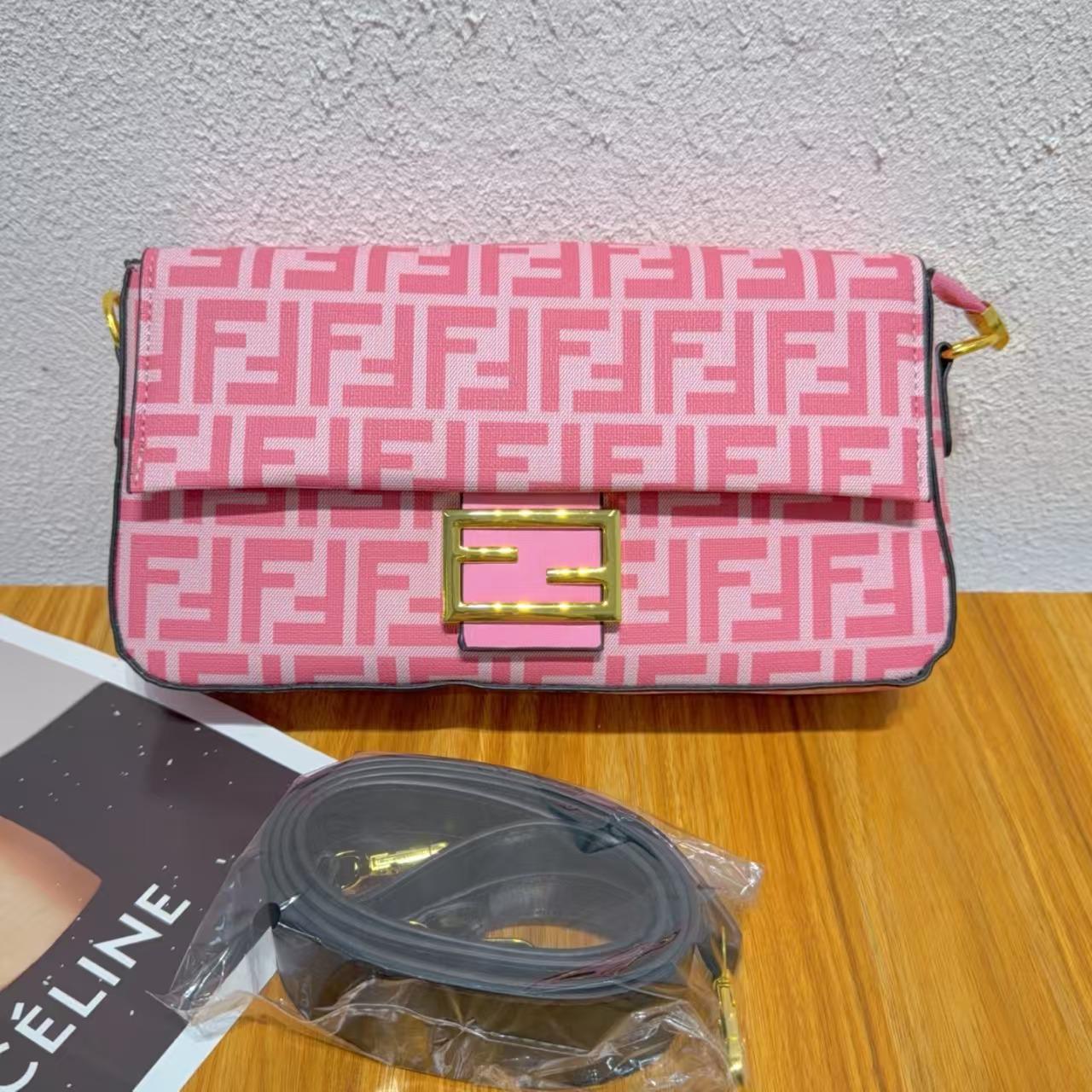 Baguette FF Jacquard Wallet On Chain